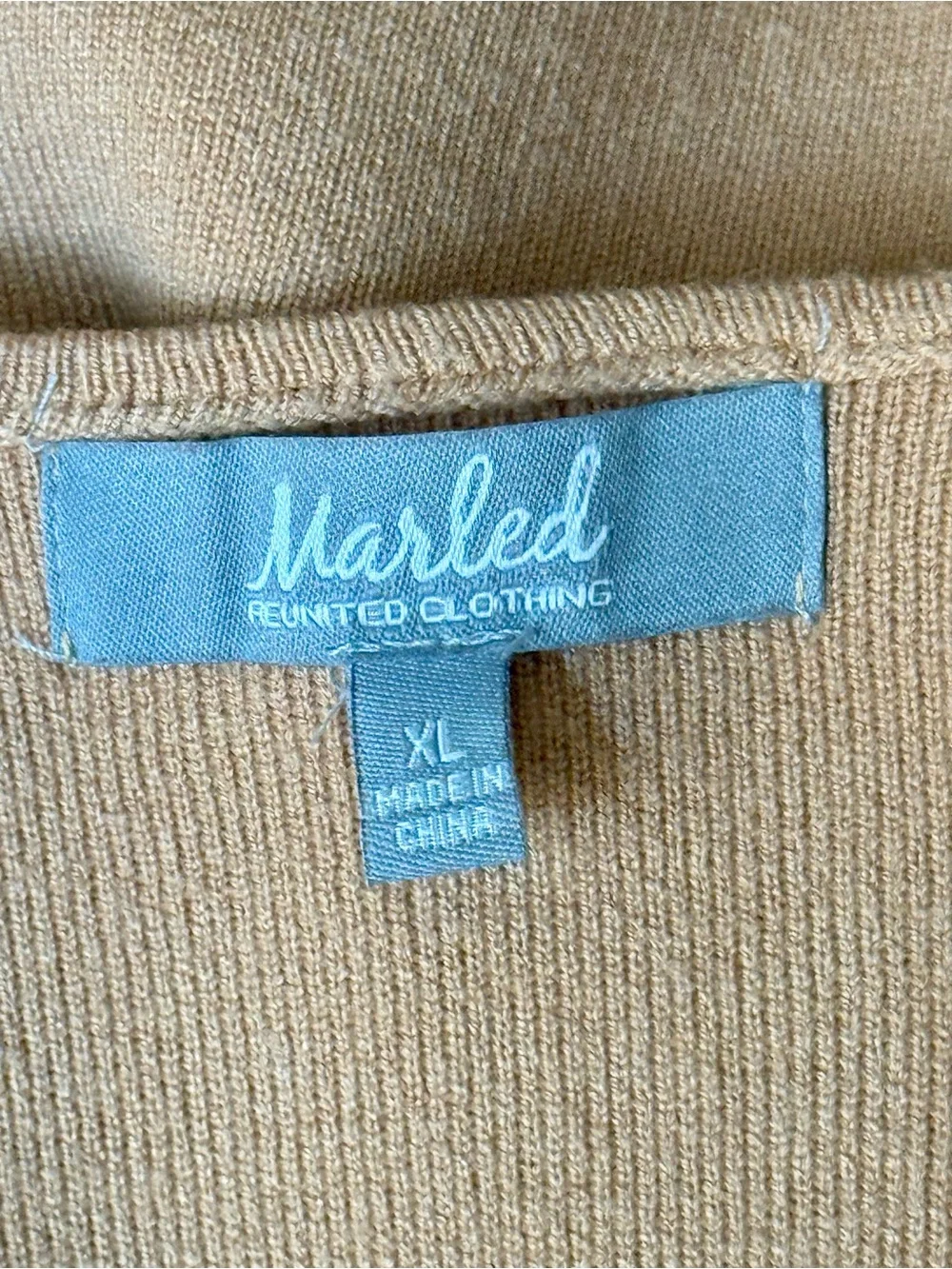 Marled by RC Tan Sweater Blazer XL Gold-Like Buttons Double Breasted Knit Jacket - Picture 5 of 6